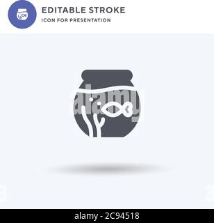 Fish Bowl icon vector, filled flat sign, solid pictogram isolated on white, logo illustration. Fish Bowl icon for presentation. Stock Vector