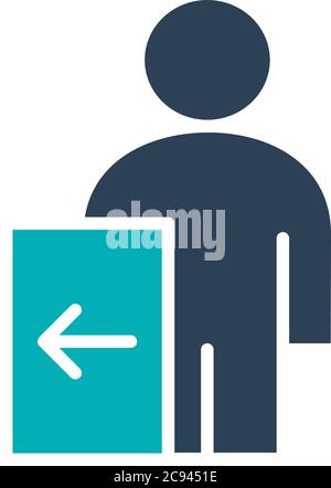 User profile with exit sign colored icon. Public navigation symbol Stock Vector
