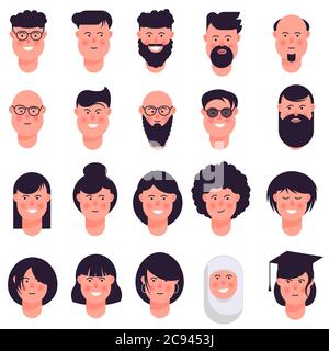 Avatar icon set isolated on white Stock Vector