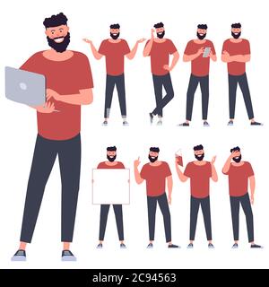flat design young man characters Stock Vector