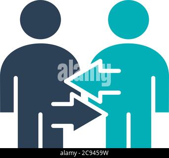 Two user profile with arrows colored icon. Exchange workers, staff turnover symbol Stock Vector