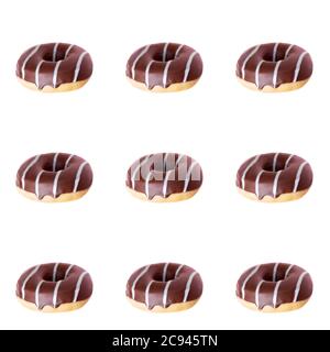 Summer pattern with chocolate donut on a light background.  Stock Photo