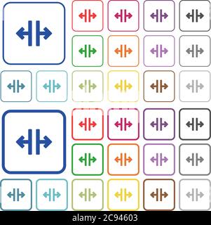 Vertical split color flat icons in rounded square frames. Thin and thick versions included. Stock Vector