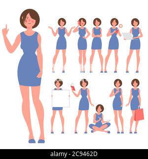 flat design characters a young woman Stock Vector