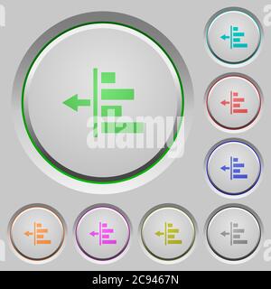 Decrease left indentation of content color icons on sunk push buttons Stock Vector
