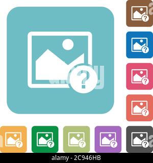 Unknown image white flat icons on color rounded square backgrounds Stock Vector