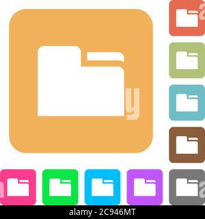 Tab folder flat icons on rounded square vivid color backgrounds. Stock Vector