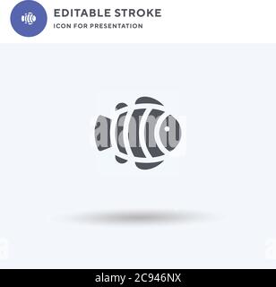 Clownfish icon vector, filled flat sign, solid pictogram isolated on white, logo illustration. Clownfish icon for presentation. Stock Vector