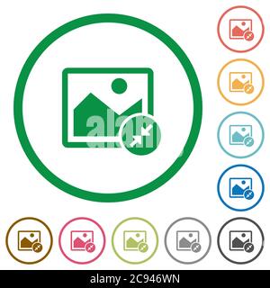 Resize image small flat color icons in round outlines on white background Stock Vector