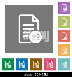 Export document flat icons on simple color square backgrounds Stock Vector
