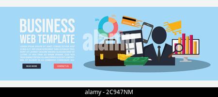 Business and finance web banner template. Flat design style Business and finance web banner vector illustration design Stock Vector