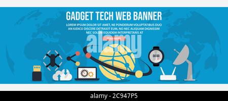 Gadget tech web banner template design. Flat design style Gadget tech web banner vector illustration design Stock Vector