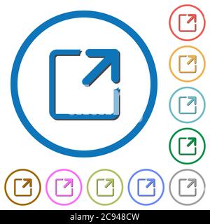 Maximize window flat color vector icons with shadows in round outlines on white background Stock Vector
