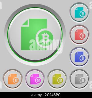 Bitcoin report color icons on sunk push buttons Stock Vector