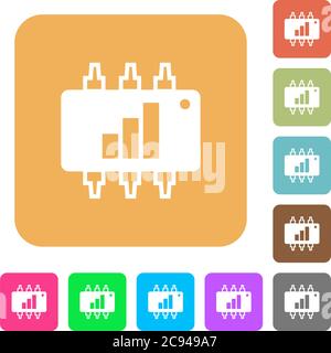 Hardware acceleration flat icons on rounded square vivid color backgrounds. Stock Vector