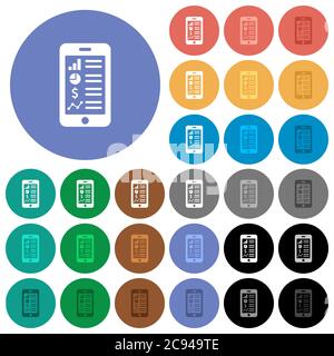 Mobile applications multi colored flat icons on round backgrounds. Included white, light and dark icon variations for hover and active status effects, Stock Vector