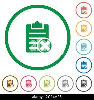 Note cancel flat color icons in round outlines on white background Stock Vector