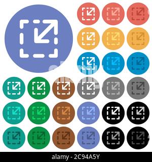 Resize element multi colored flat icons on round backgrounds. Included white, light and dark icon variations for hover and active status effects, and Stock Vector