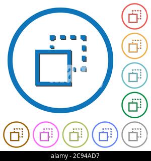 Send element to back flat color vector icons with shadows in round outlines on white background Stock Vector