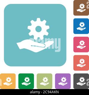 Maintenance service white flat icons on color rounded square backgrounds Stock Vector
