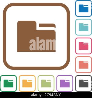 Tab folder simple icons in color rounded square frames on white background Stock Vector