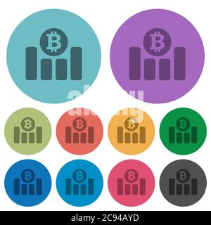 Bitcoin financial graph darker flat icons on color round background Stock Vector