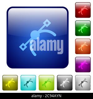 Vector symbol icons in rounded square color glossy button set Stock Vector