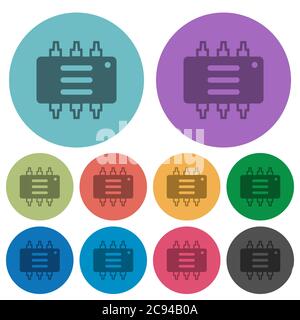 Hardware options darker flat icons on color round background Stock Vector