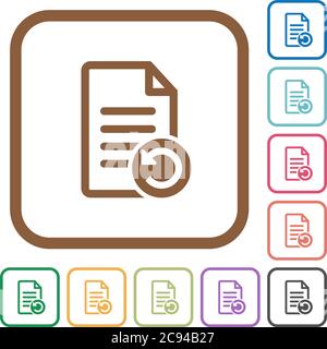 Undo document changes simple icons in color rounded square frames on white background Stock Vector