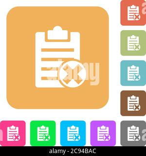 Note cancel flat icons on rounded square vivid color backgrounds. Stock Vector