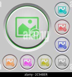 Zoom image color icons on sunk push buttons Stock Vector
