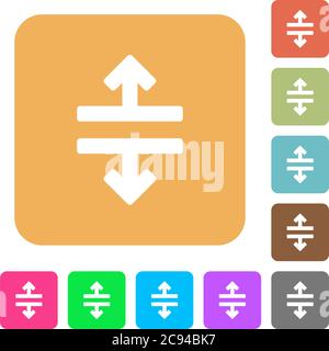 Horizontal split tool flat icons on rounded square vivid color backgrounds. Stock Vector