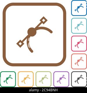 Vector symbol simple icons in color rounded square frames on white background Stock Vector