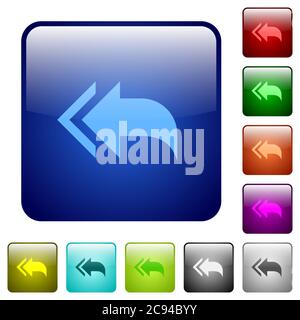 Reply to all recipients icons in rounded square color glossy button set Stock Vector