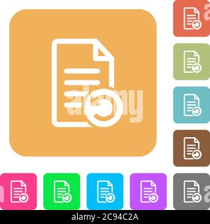 Undo document changes flat icons on rounded square vivid color backgrounds. Stock Vector