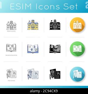 School subjects RGB color icons set Stock Vector Image & Art - Alamy
