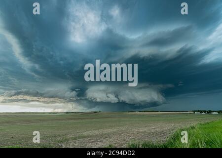 Panorama of a massive mesocyclone weather supercell, which is a pre ...