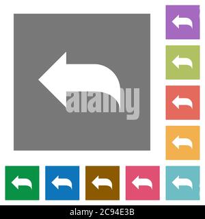 Reply to mail flat icons on simple color square backgrounds Stock Vector