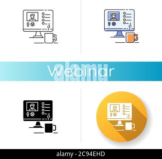 Webinar icon. Linear black and RGB color styles. Online coaching, internet training courses, e learning. Studying remotely. Video seminar, educational Stock Vector