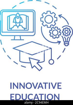 Innovative education concept icon. Elearning and digital learning. Nontraditional educational environment idea thin line illustration. Vector isolated Stock Vector