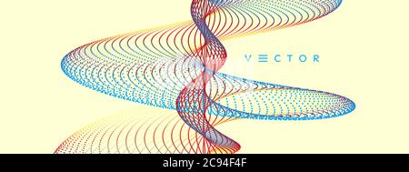 Sound waves. Big data visualization. Array with dynamic particles. Abstract grid design. 3d vector illustration for science or technology. Stock Vector