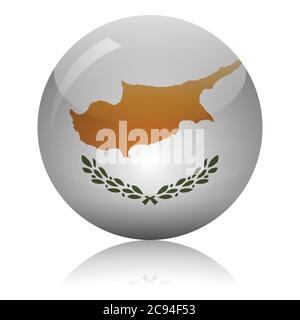 Cyprus flag glass ball on light mirror surface vector illustration Stock Vector