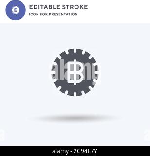 Baht icon vector, filled flat sign, solid pictogram isolated on white, logo illustration. Baht icon for presentation. Stock Vector