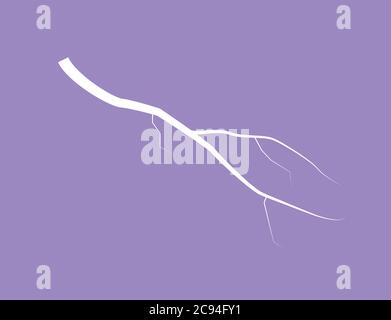 Silhouette Of A Thunder Lightning On A Lilac Background Stock Vector