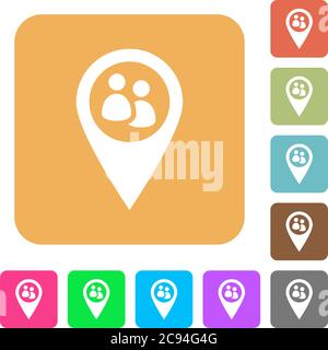 Fleet tracking flat icons on rounded square vivid color backgrounds. Stock Vector