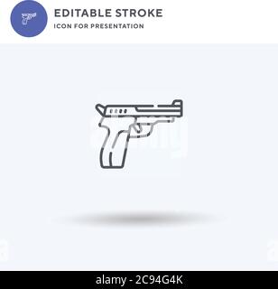 Gun icon vector, filled flat sign, solid pictogram isolated on white, logo illustration. Gun icon for presentation. Stock Vector