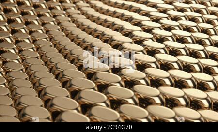 3D Abstract premium Gold Geometric Pattern. Illustration of Luxury Golden Honeycomb form. Shine of the screen with highlight shallow focus depth Stock Photo