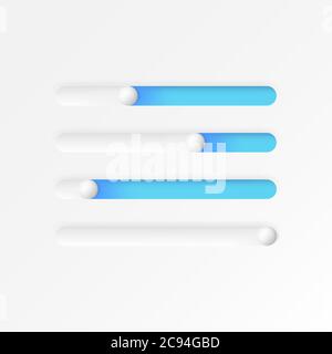 Neomorphic or Neomorphism style design elements, modern 2020 minimalistic white design UI UX kit, for web and mobile applications, vector illustration Stock Vector