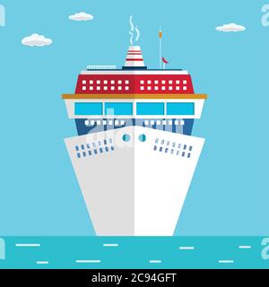 Cruise Ship on the ocean,flat vector Illustration Stock Vector