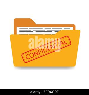 Office folder with documents,confidential,isolated on white background,flat vector illustration Stock Vector